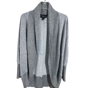 Fifteen Twenty Sz L Open Front Cardigan Gray Ribbed Cowl Neck Dolman Made in USA